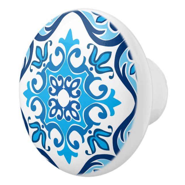 💙🤍 Beautiful blue - white Azulejos X,   Ceramic  Knob (Right)