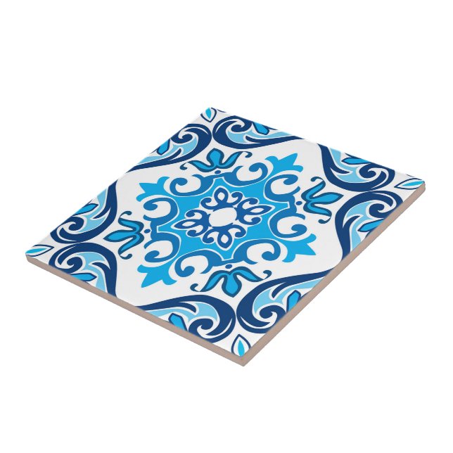 💙🤍 Beautiful blue - white Azulejos X,  Ceramic T Ceramic Tile (Side)