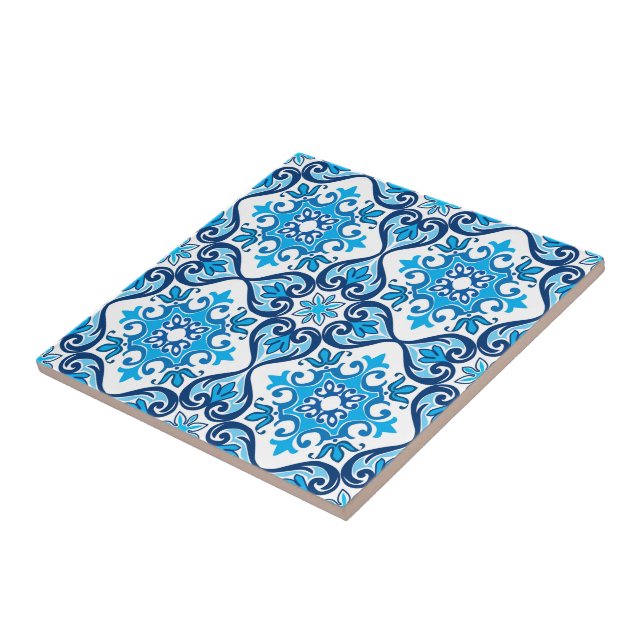 💙🤍 Beautiful blue - white Azulejos X,  Ceramic T Tile (Side)