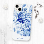Beautiful Blue/White Personalised Roses Case-Mate iPhone 14 Plus Case<br><div class="desc">Gorgeous clean and traditional China blue/white watercolor style roses and wildflowers with text field for your name or monogram.</div>