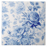 Beautiful Blue & White Roses & Wildflowers Ceramic Tile<br><div class="desc">Gorgeous clean and traditional China blue/white watercolor style roses and wildflowers.</div>