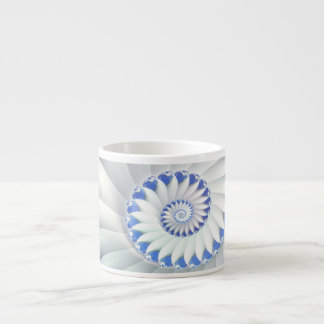 Beautiful Blue & White Sea Shell Fine Fractal Art Espresso Cup