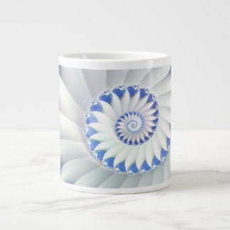 Beautiful Blue & White Sea Shell Fine Fractal Art Large Coffee Mug