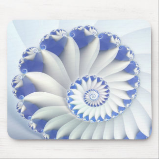 Beautiful Blue & White Sea Shell Fine Fractal Art Mouse Pad