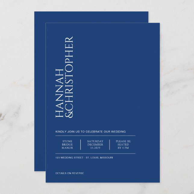 Beautiful Blue with QR Code Wedding Invitation (Front/Back)