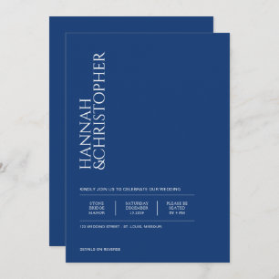 Beautiful Blue with QR Code Wedding Invitation