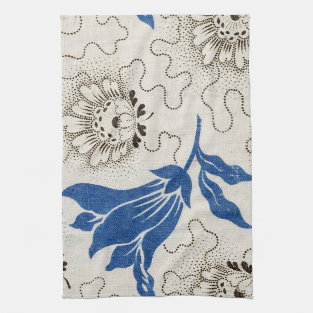 Beautiful Blue with Stippled Floral Print | Towels (Vertical)