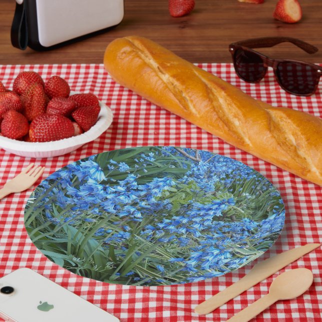 Beautiful Bluebell Garden Floral Paper Plate (Picnic)