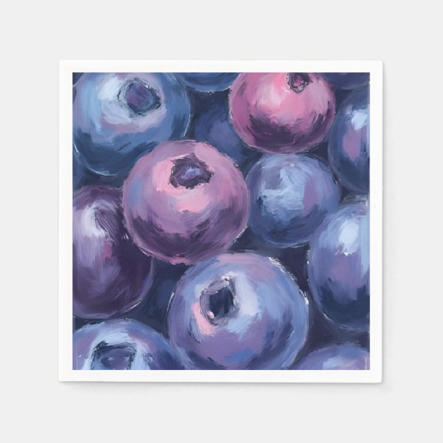 Beautiful Blueberries | Fruit Painting Napkin (Front)