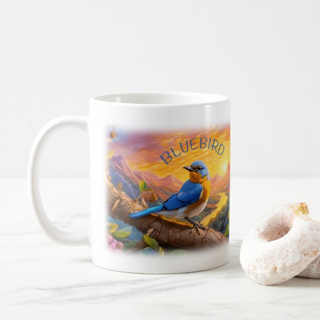 Beautiful Bluebird Coffee Mug (With Donut)