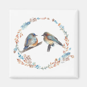 Beautiful Bluebird Couple Art Magnet