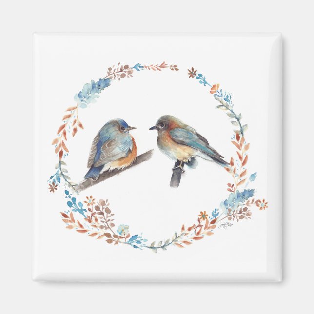 Beautiful Bluebird Couple Art Magnet (Front)