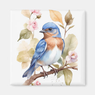Beautiful Bluebird Watercolor Painting Magnet