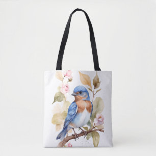 Beautiful Bluebird Watercolor Painting Tote Bag