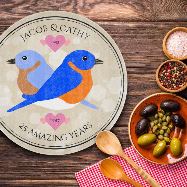 Beautiful Bluebirds: Any Anniversary Year Cutting Board (Creator Uploaded)