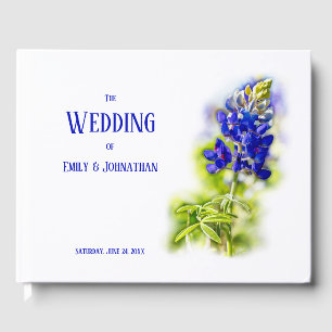Beautiful Bluebonnet Floral, Modern Wedding, Guest Guest Book