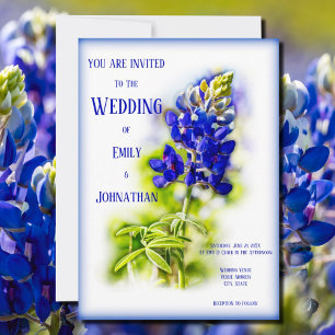 Beautiful Bluebonnet Floral, Modern Wedding, Invitation
