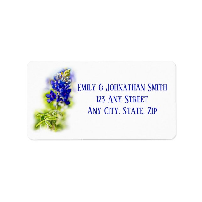 Beautiful Bluebonnet Floral, Modern Wedding, Label (Front)