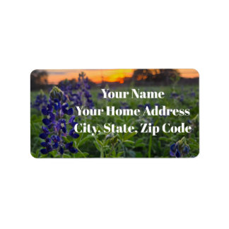 Beautiful Bluebonnet Flower Texas Sunest Label