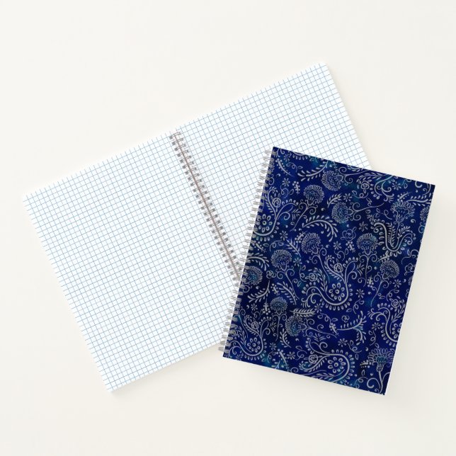 Beautiful Blues Boho Batik Botanicals Notebook (Inside)