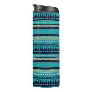 Beautiful Blues Geometric Stripe Thermal Tumbler