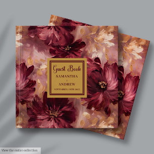 Beautiful Blush Burgundy Gold Boho Wedding Guest Book