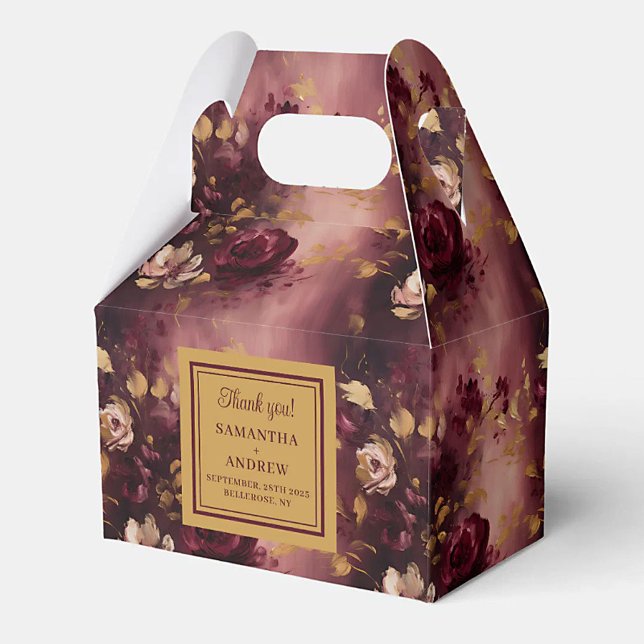 Beautiful Blush Burgundy Gold Wedding Favour Box (Beautiful Blush Burgundy Gold Wedding Favor Box)