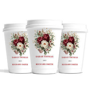 Beautiful Blush Burgundy Wedding Paper Cups