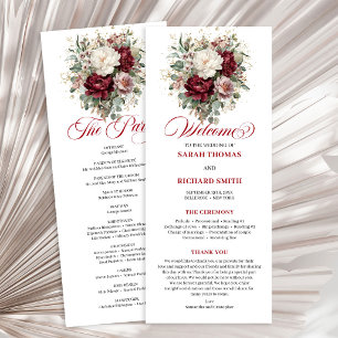Beautiful Blush Burgundy Wedding Program Long