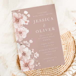Beautiful Blush Flower Petals Gorgeous Wedding Invitation