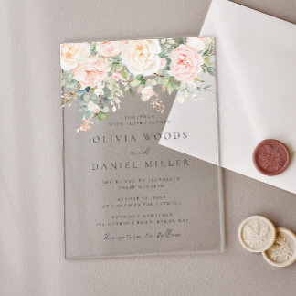 Beautiful Blush Flowers Spring Wedding Acrylic Invitations