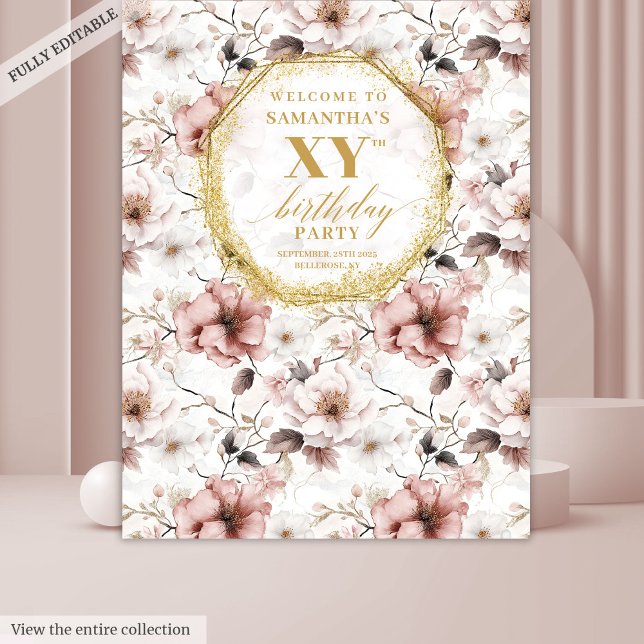 Beautiful blush ivory gold birthday photo backdrop tapestry (Beautiful blush ivory gold birthday photo backdrop)