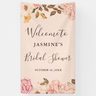 Beautiful Blush Pink English Roses Bridal Shower Banner