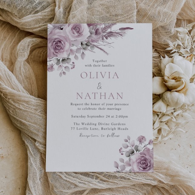 Beautiful Blush Rose Boho Floral Wedding Invitation (Creator Uploaded)