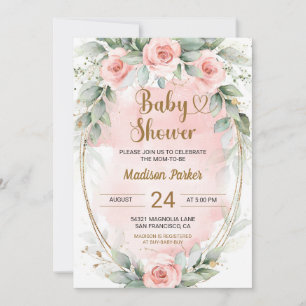 Beautiful Blush Roses Baby Shower Invitation