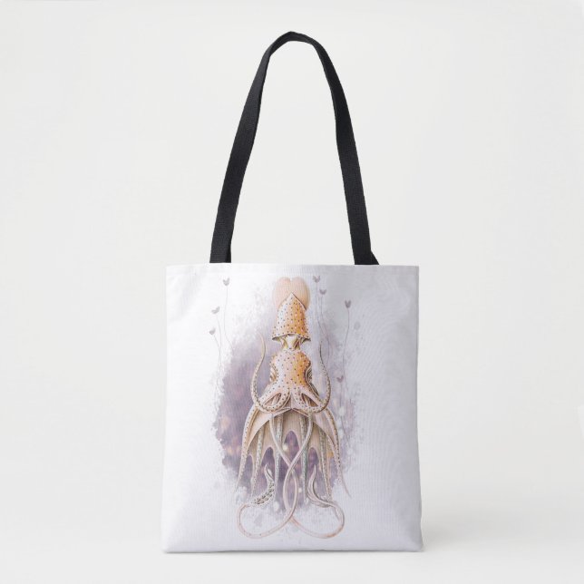 Beautiful Blush Squid-Themed Tote Bag (Front)