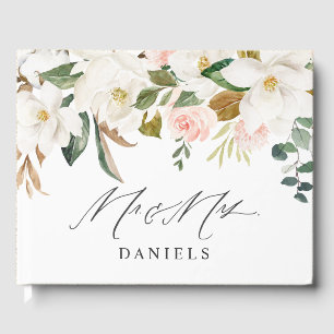 Beautiful Blush & White Floral Wedding Sign Guest Book