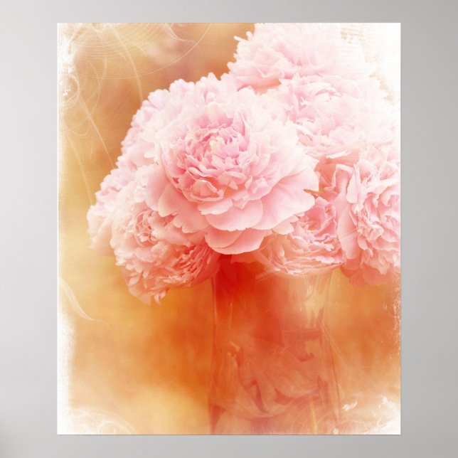 Beautiful Blushing Peony Bouquet Poster (Front)