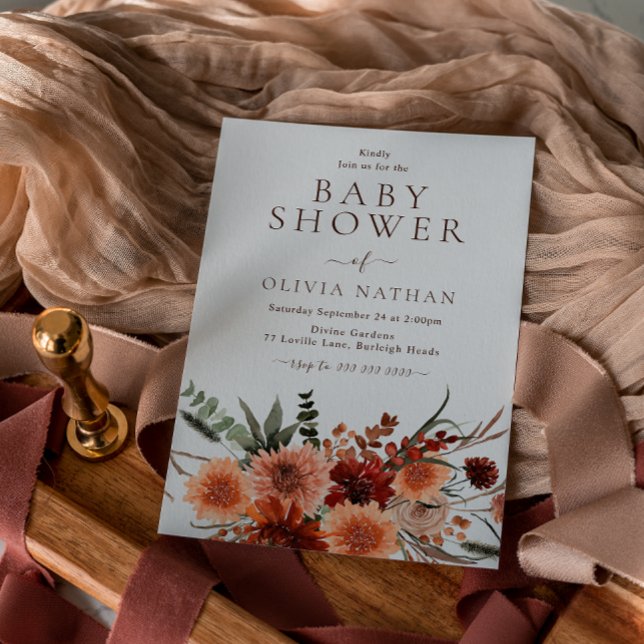 Beautiful Bohemian Flowers Baby Shower Invitation (Creator Uploaded)