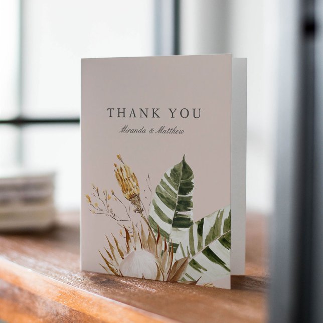 Beautiful Boho Botanical Floral Wedding Thank You Card (Creator Uploaded)