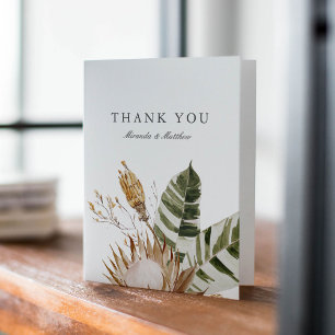 Beautiful Boho Botanical Floral Wedding White Thank You Card