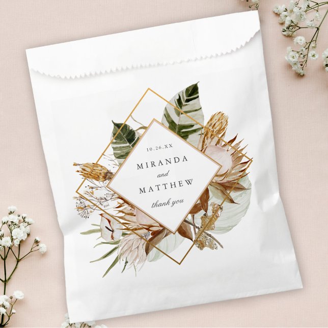 Beautiful Boho Botanical Geometric Frame Wedding Favour Bag (Creator Uploaded)
