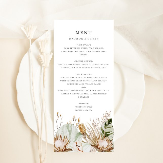 Beautiful Boho Botanical Wedding Menu Card (Creator Uploaded)