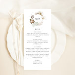 Beautiful Boho Botanical Wedding Menu Card<br><div class="desc">This lovely wedding reception menu card features beautiful boho botanicals, a simple monogram, and elegant typography. Together these elements create an rustic yet elegant wedding menu that would be perfect for a romantic wedding any time of the year. This design coordinates with our Beautiful Boho Botanical wedding suite. See the...</div>
