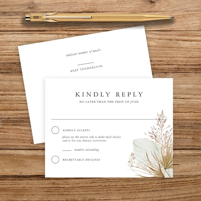 Beautiful Boho Botanical White Wedding Reply RSVP Card (Creator Uploaded)