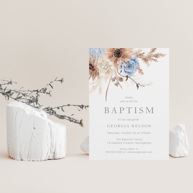 Beautiful Boho Floral All Seasons Baptism Invitation (Creator Uploaded)