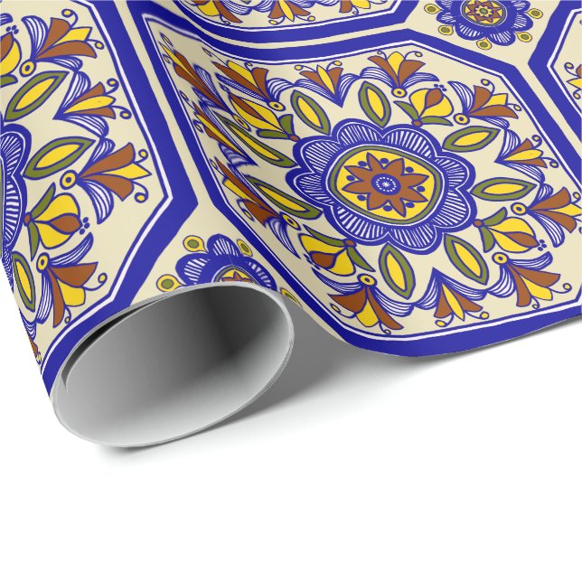 Beautiful Boho Italian Tile  Wrapping Paper (Roll Corner)