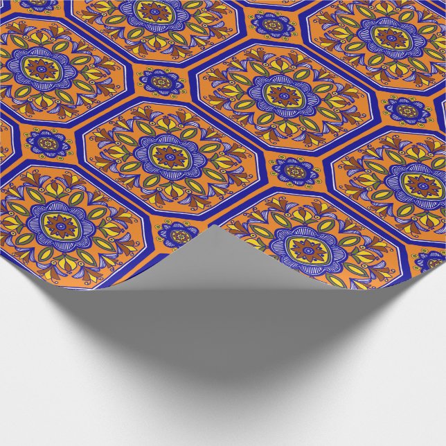 Beautiful Boho Italian Tile  Wrapping Paper (Corner)