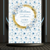 Beautiful Boho Pastel Blue Gold Wedding Banner