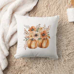 Beautiful boho pumpkin and floral patterns cushion